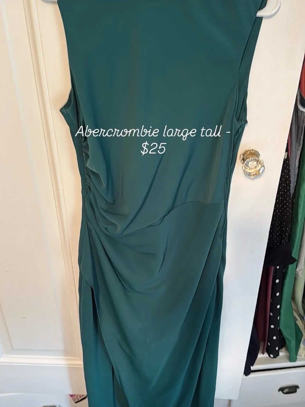 Abercrombie & Fitch Teal Ruched Sleeveless Maxi Dress